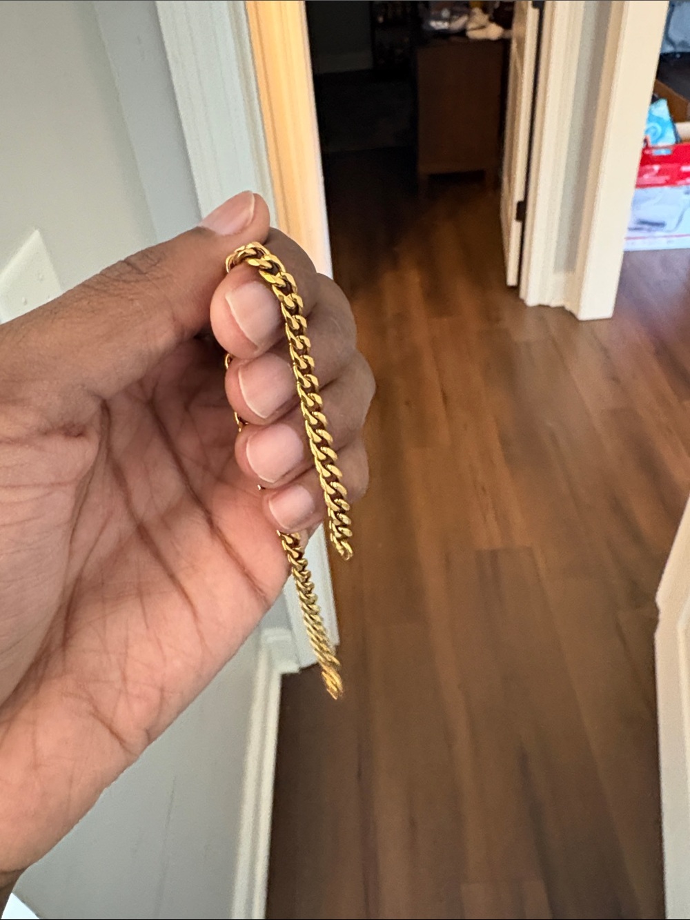 Men's Gold Curb Chain Bracelet - Polished Link Design